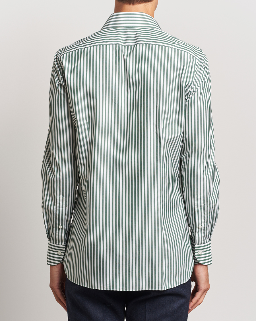 Heren | Overhemden | 100Hands | Striped Cut Away Cotton Shirt Green
