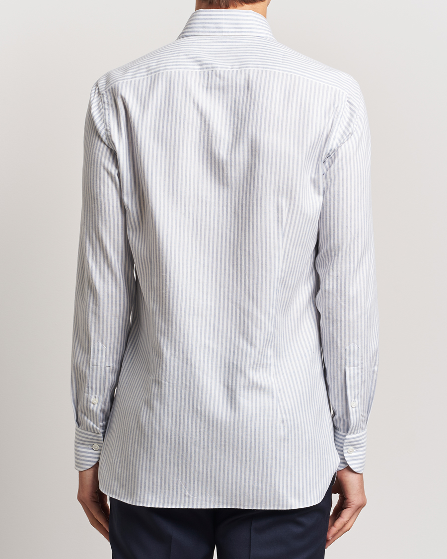 Heren | Overhemden | 100Hands | Microstripe Cashmere Shirt Light Blue