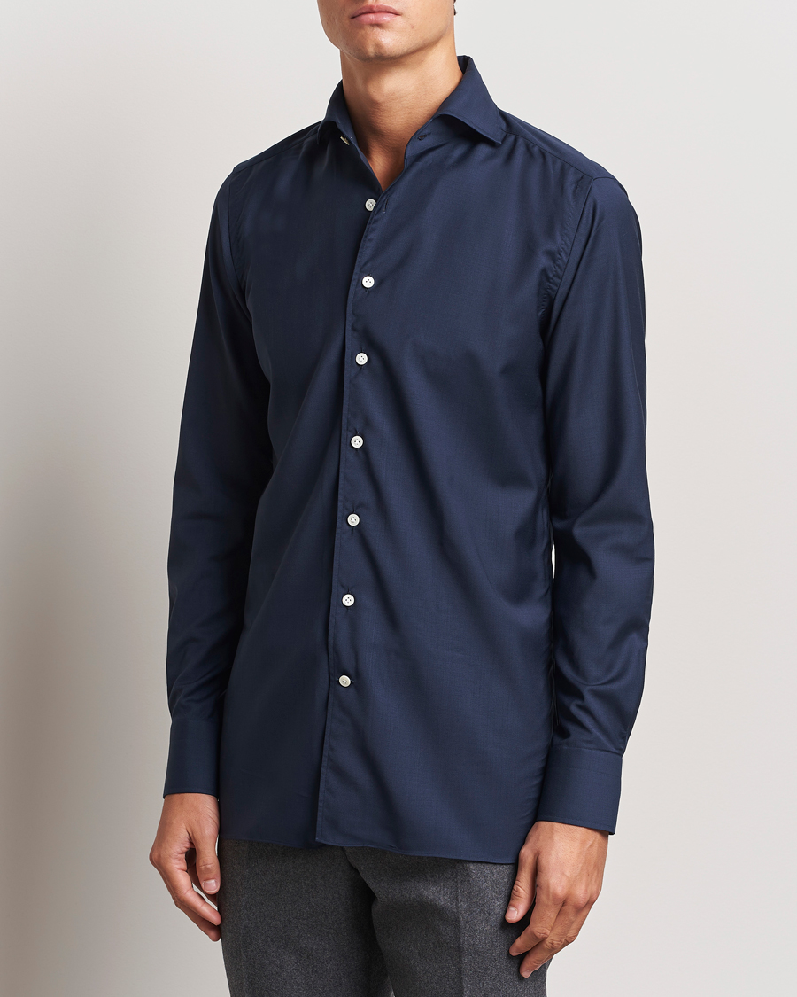 Heren | Overhemden | 100Hands | Full Spread Wool Shirt Navy