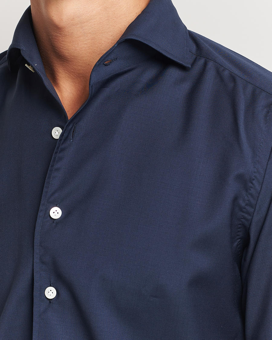 Heren | Overhemden | 100Hands | Full Spread Wool Shirt Navy