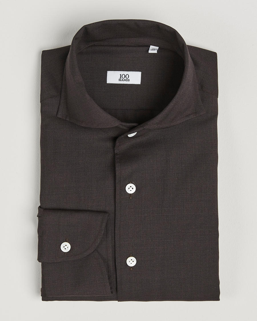 Heren | Overhemden | 100Hands | Full Spread Wool Shirt Brown