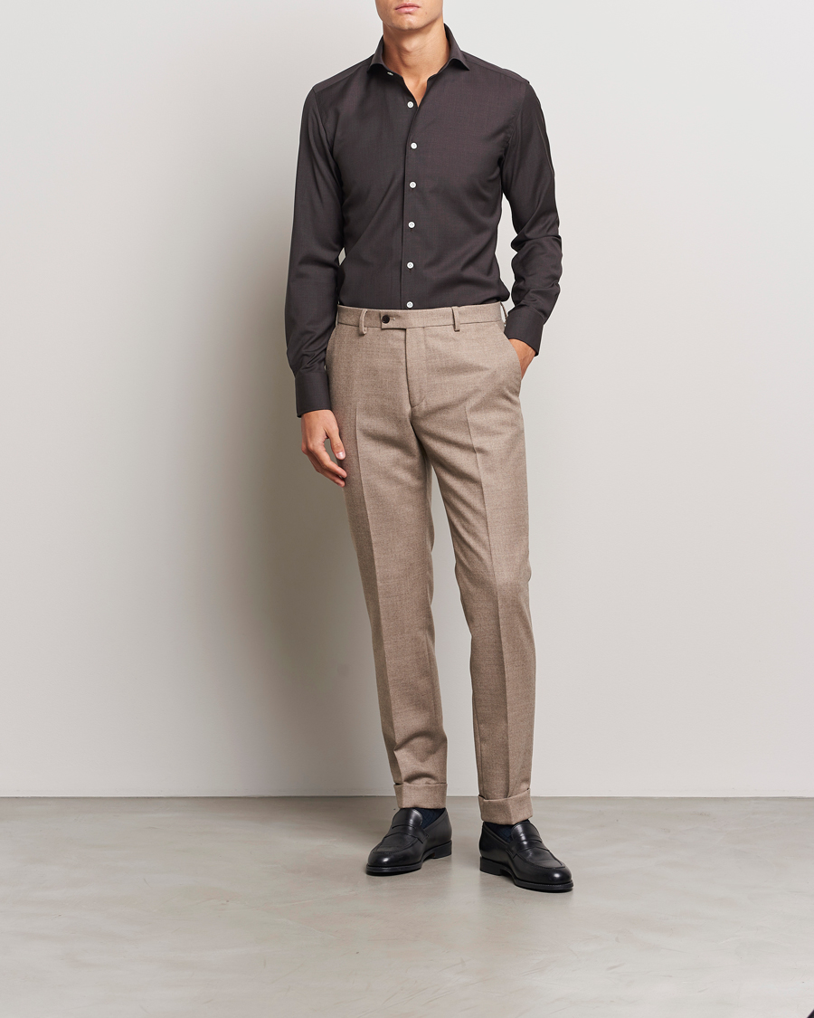 Heren | Overhemden | 100Hands | Full Spread Wool Shirt Brown