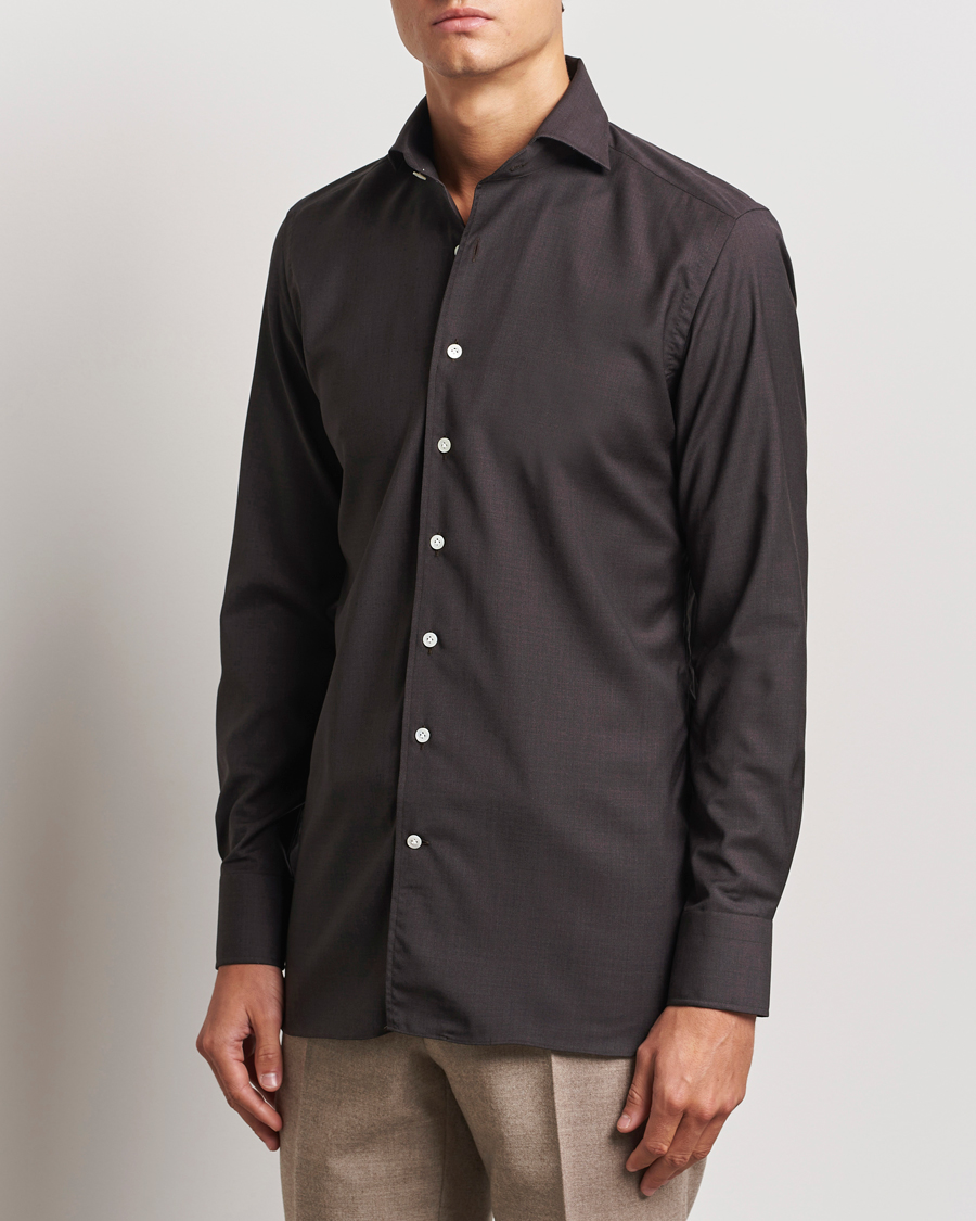 Heren | Overhemden | 100Hands | Full Spread Wool Shirt Brown