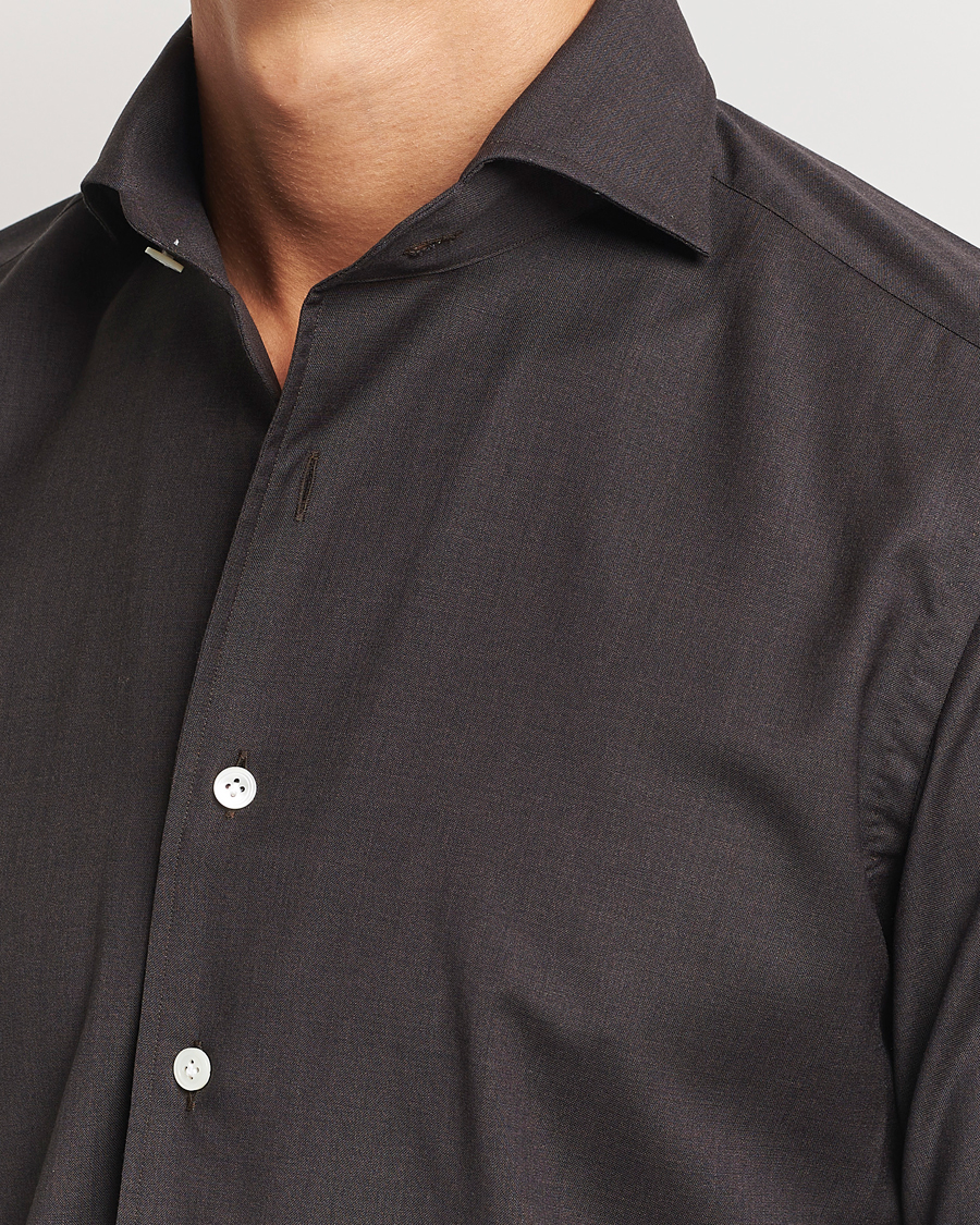 Heren | Overhemden | 100Hands | Full Spread Wool Shirt Brown
