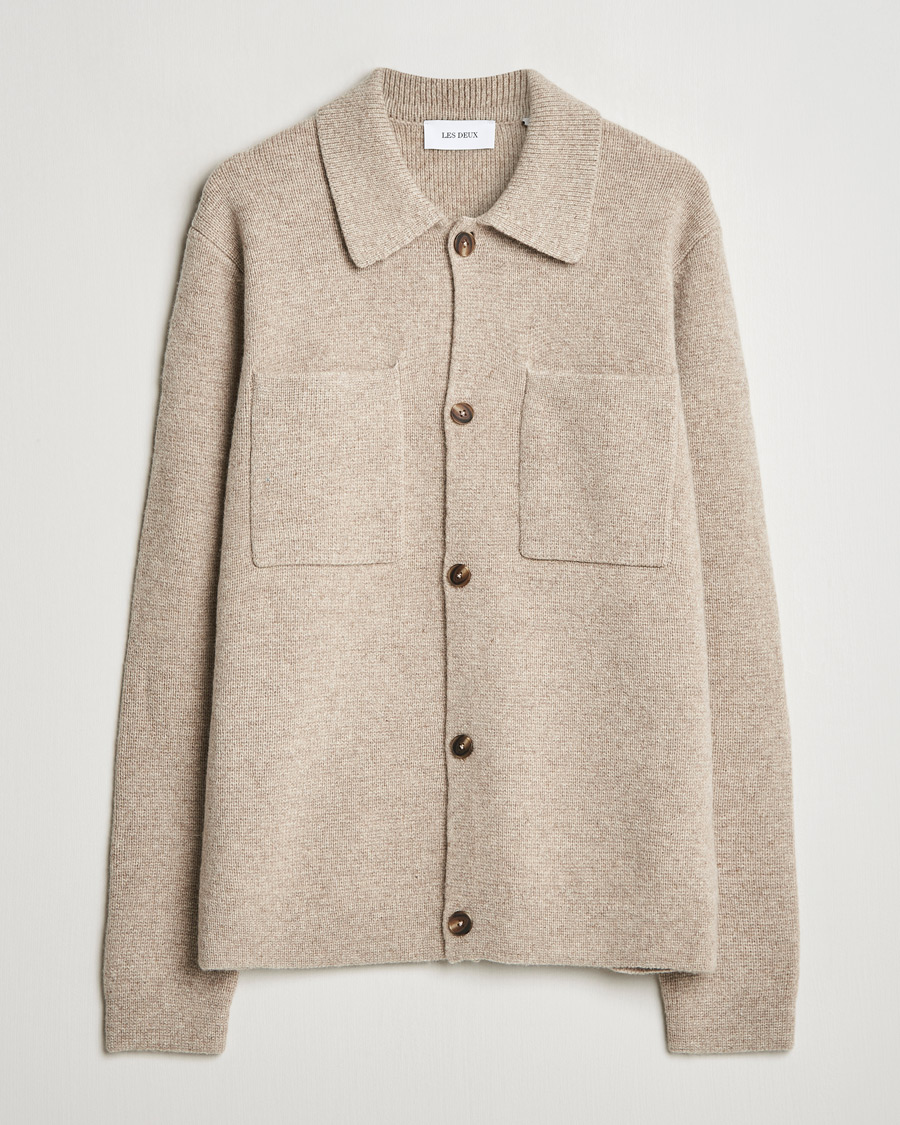 Heren | Overhemden | LES DEUX | Fischer Milano Knitted Overshirt Sand Melange
