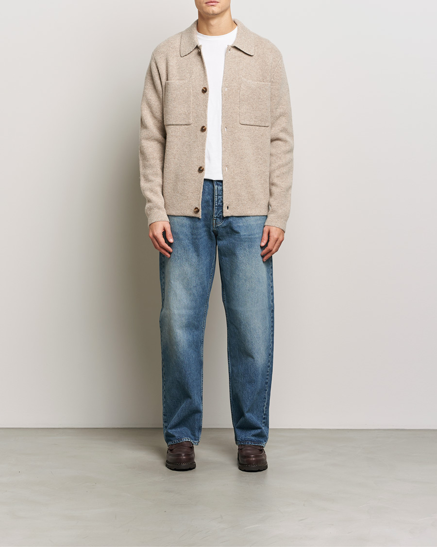 Heren | Overhemden | LES DEUX | Fischer Milano Knitted Overshirt Sand Melange
