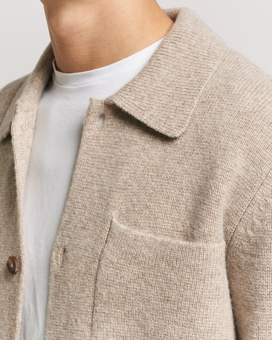 Heren | Overhemden | LES DEUX | Fischer Milano Knitted Overshirt Sand Melange