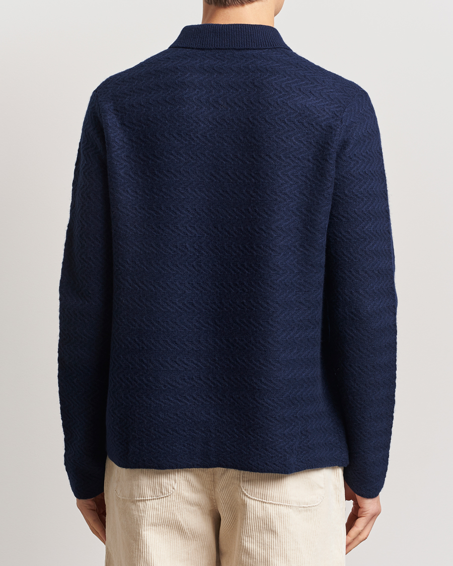 Heren | Truien | LES DEUX | Finnegan Knit Shirt Cardigan Dark Navy