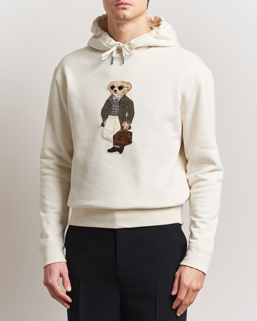 Heren | Truien | Ralph Lauren Purple Label | Luxury Fleece Bear Hoodie Cream
