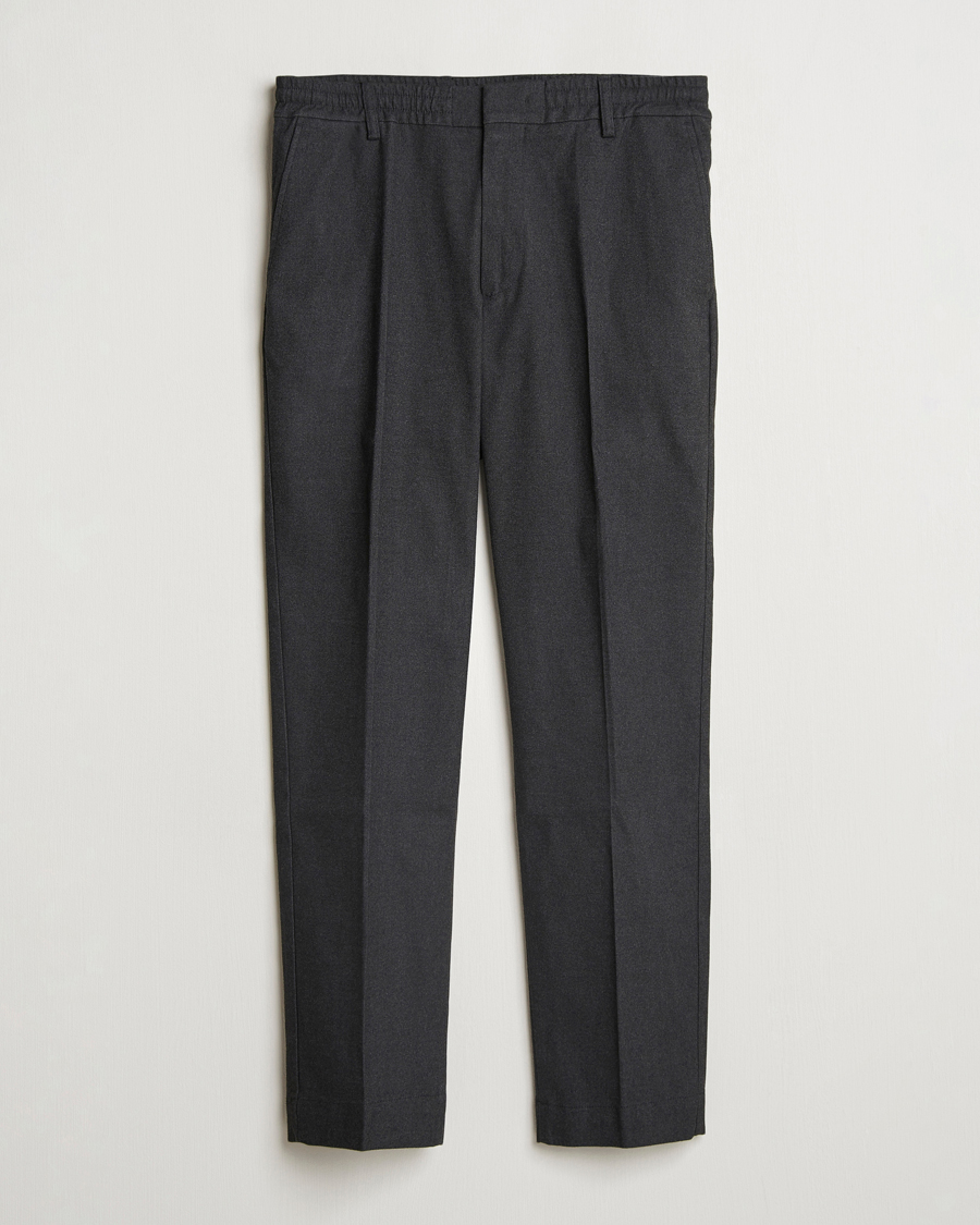 Heren | Broeken | NN07 | Billie Brushed Drawstring Trousers Black Melange