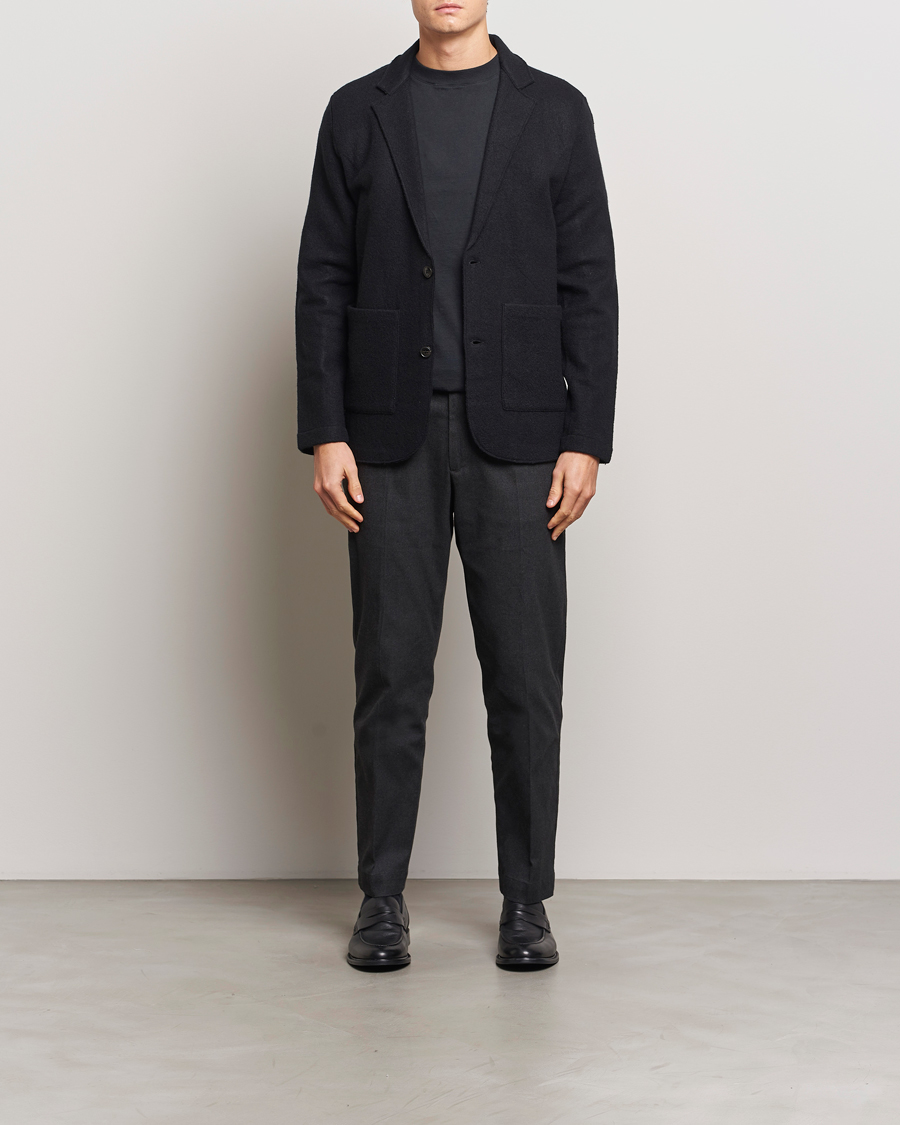 Heren | Broeken | NN07 | Billie Brushed Drawstring Trousers Black Melange
