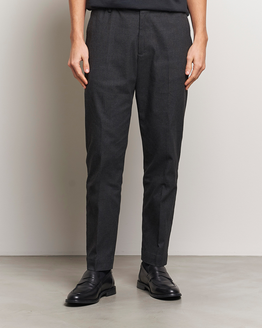 Heren | Broeken | NN07 | Billie Brushed Drawstring Trousers Black Melange