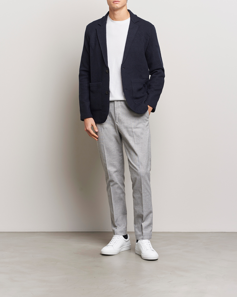 Heren | Broeken | NN07 | Billie Brushed Drawstring Trousers Light Grey Melange