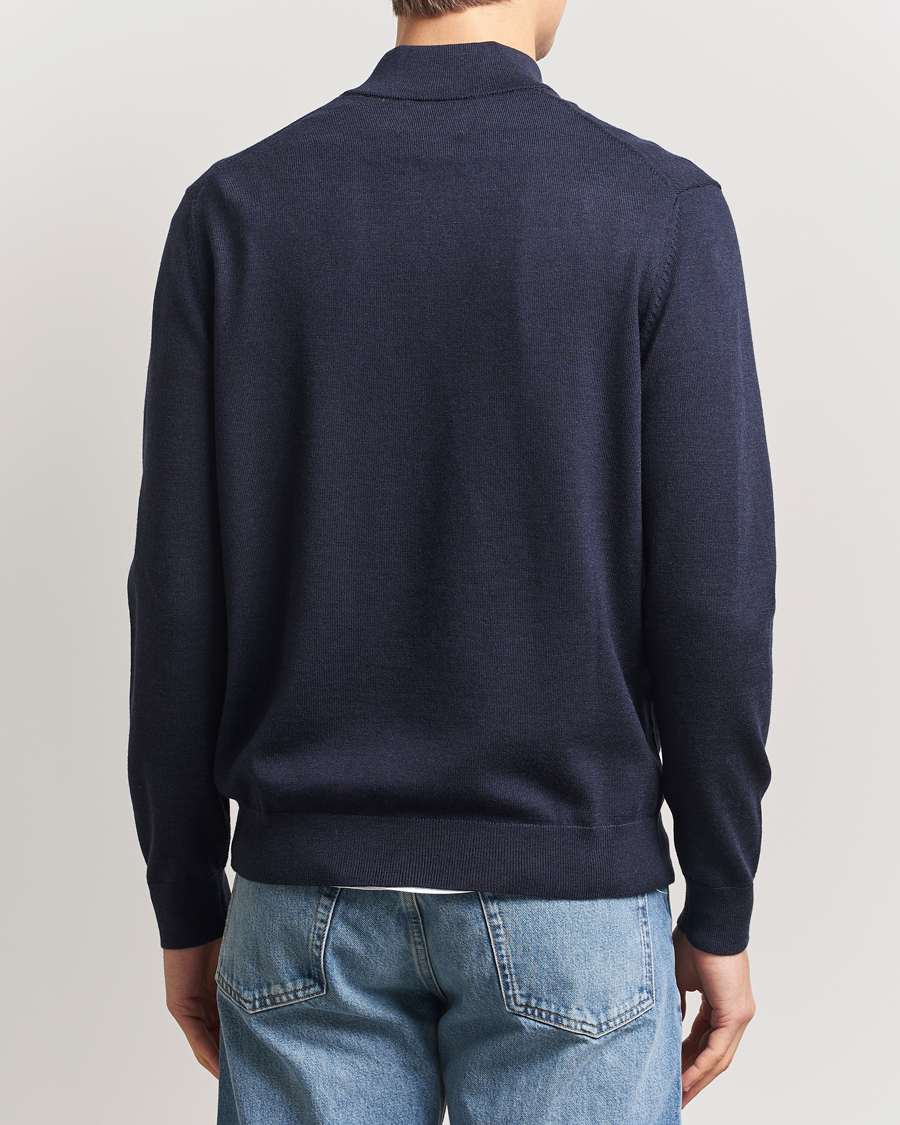 Heren | Truien | NN07 | Sergio Merino Knitted Half Zip Navy Melange