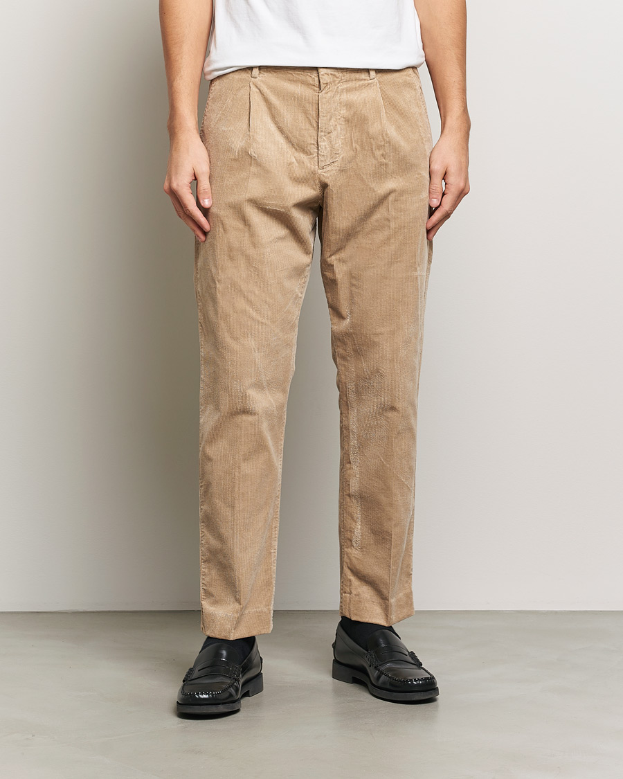 Heren | Broeken | NN07 | Bill Pleated Corduroy Pants White Peppar