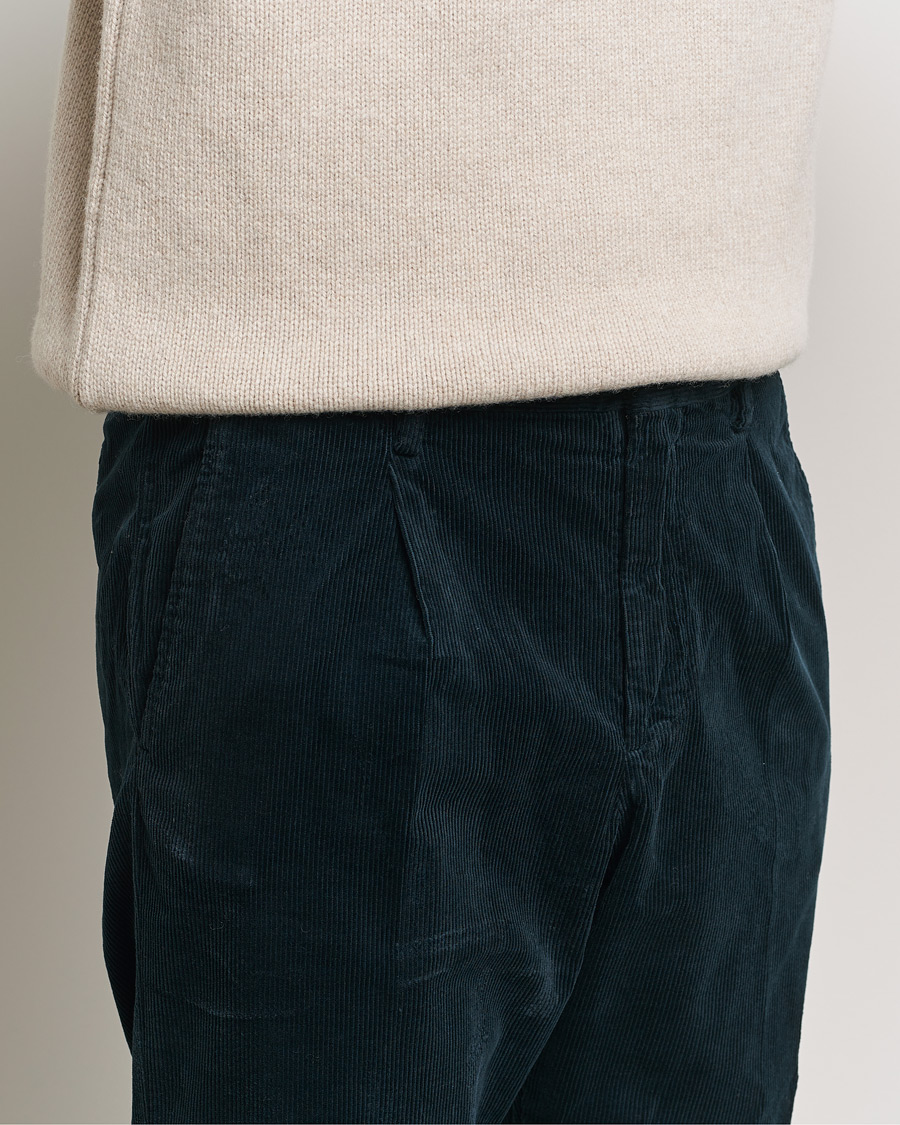Heren | Broeken | NN07 | Bill Pleated Corduroy Pants Navy Blue