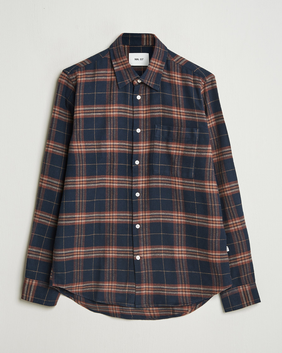 Heren | Overhemden | NN07 | Arne Brushed Cotton Checked Shirt Navy/Red