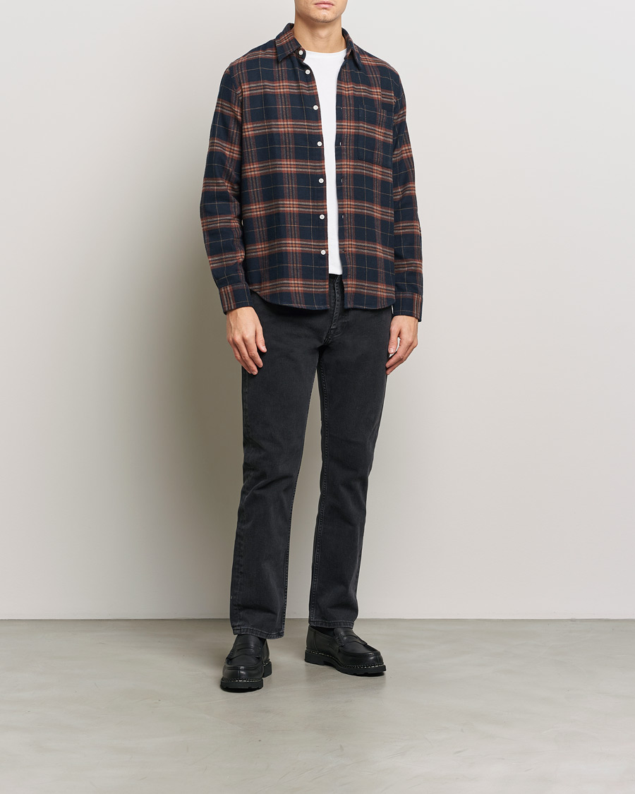 Heren | Overhemden | NN07 | Arne Brushed Cotton Checked Shirt Navy/Red