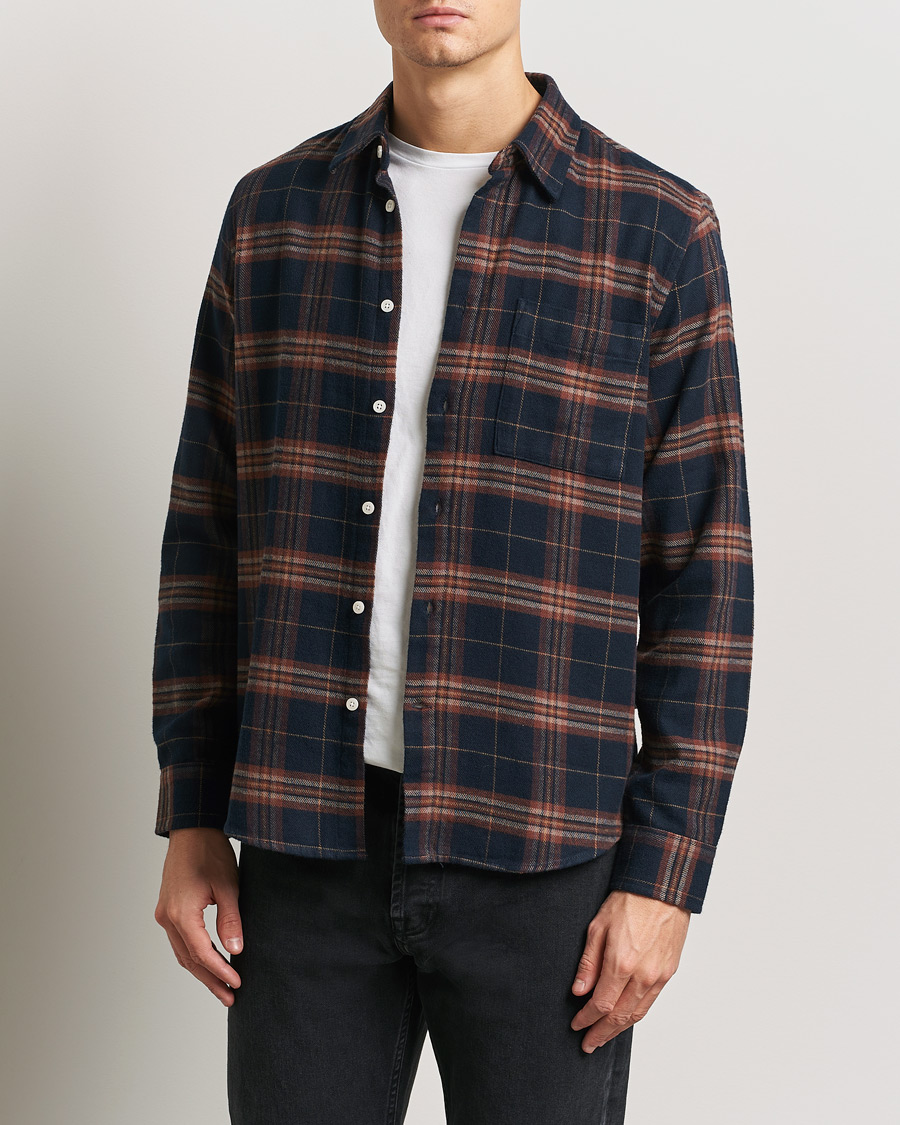 Heren | Overhemden | NN07 | Arne Brushed Cotton Checked Shirt Navy/Red