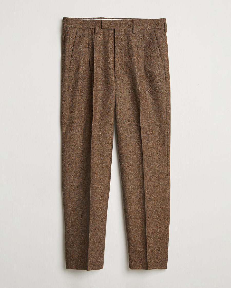 Heren | Broeken | NN07 | Fritz Wool Pleated Trousers Orange Brown