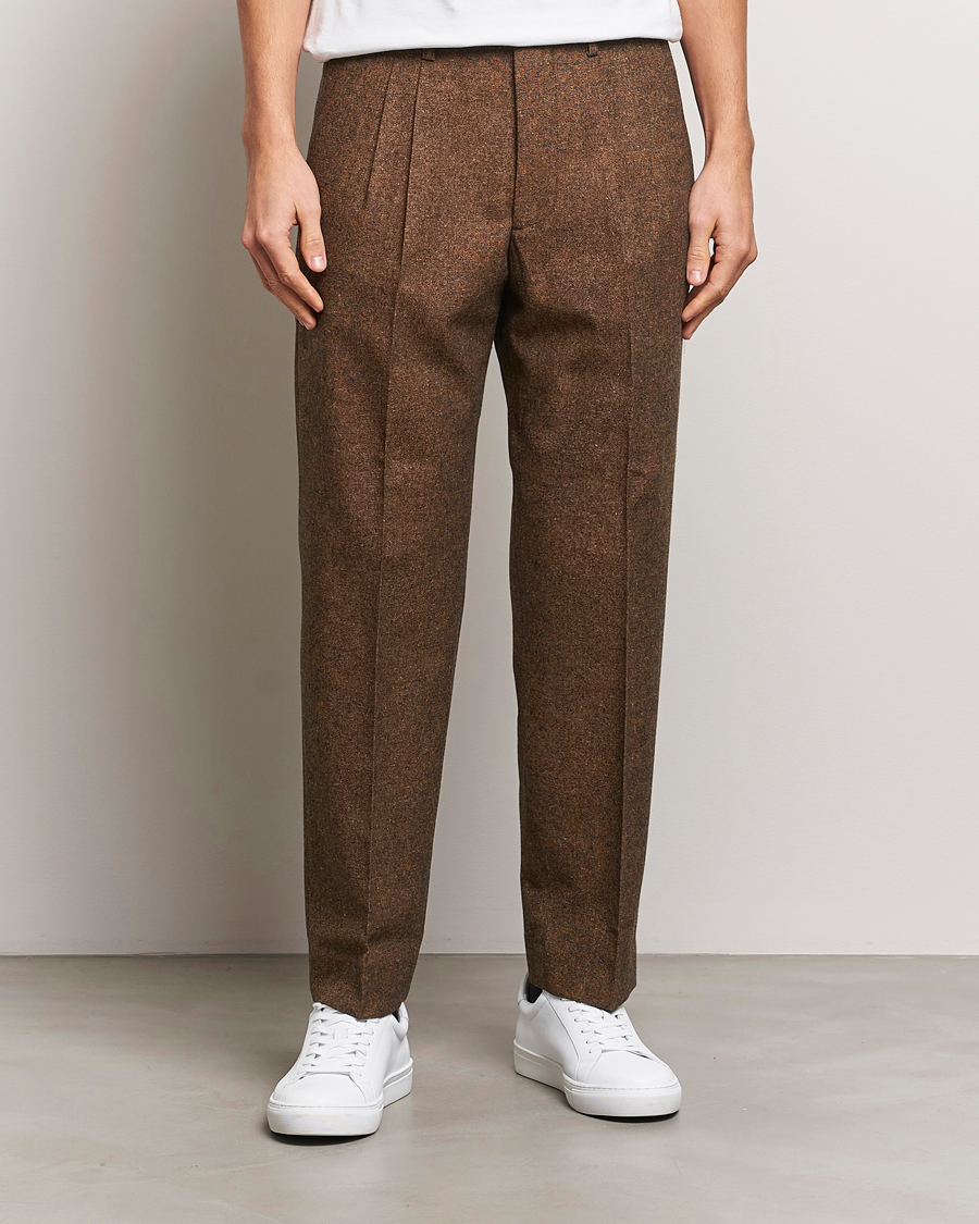 Heren | Broeken | NN07 | Fritz Wool Pleated Trousers Orange Brown