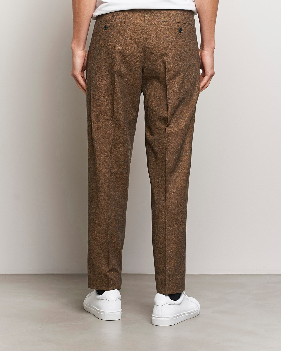 Heren | Broeken | NN07 | Fritz Wool Pleated Trousers Orange Brown