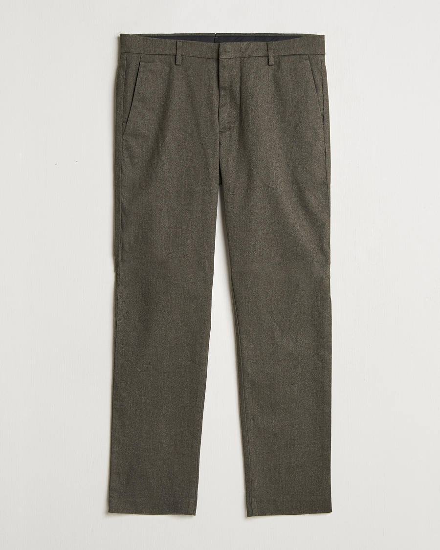 Heren | Broeken | NN07 | Theo Brushed Cotton Trousers Dark Army