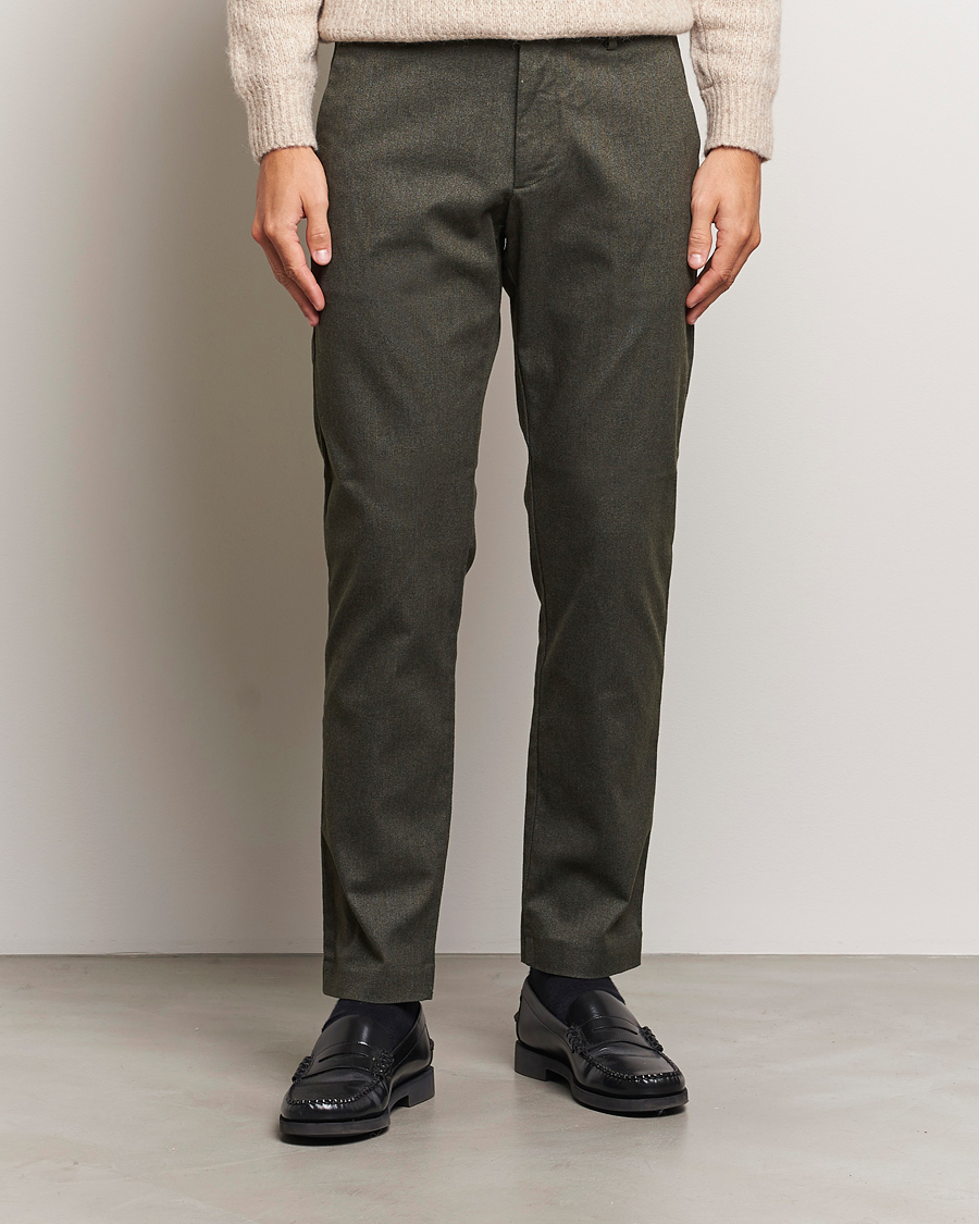 Heren | Broeken | NN07 | Theo Brushed Cotton Trousers Dark Army