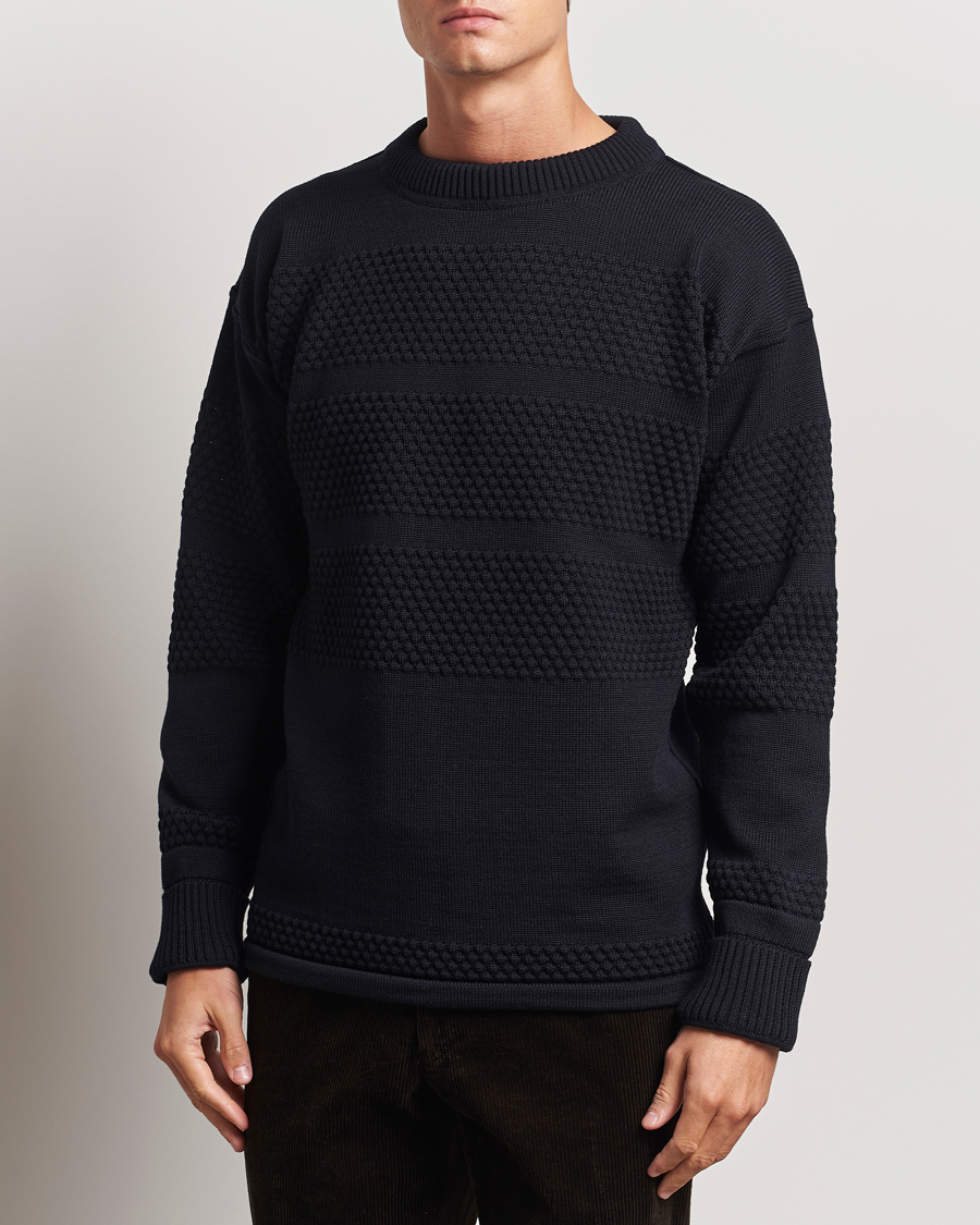 Heren | Truien | S.N.S. Herning | Fisherman Wool Crew Neck Sweater Navy Blue