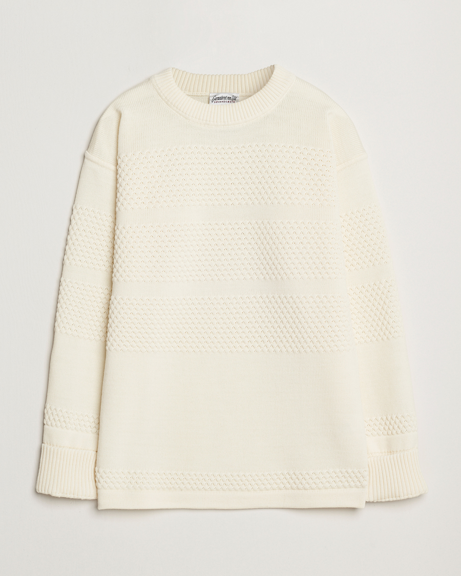 Heren | Truien | S.N.S. Herning | Fisherman Wool Crew Neck Sweater Natural White
