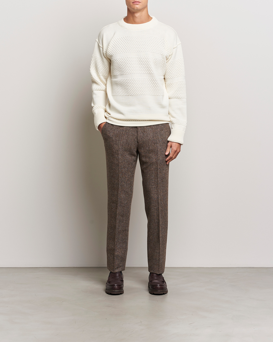 Heren | Truien | S.N.S. Herning | Fisherman Wool Crew Neck Sweater Natural White