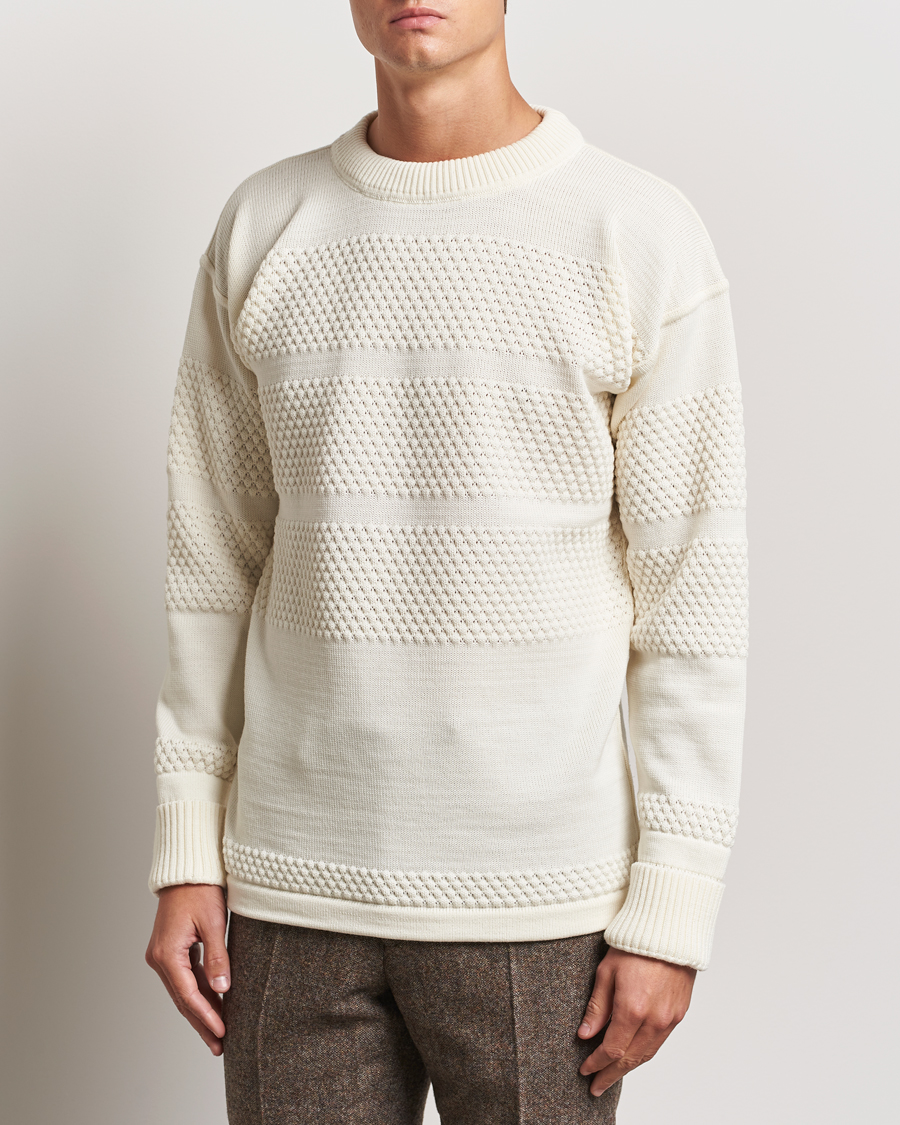 Heren | Truien | S.N.S. Herning | Fisherman Wool Crew Neck Sweater Natural White