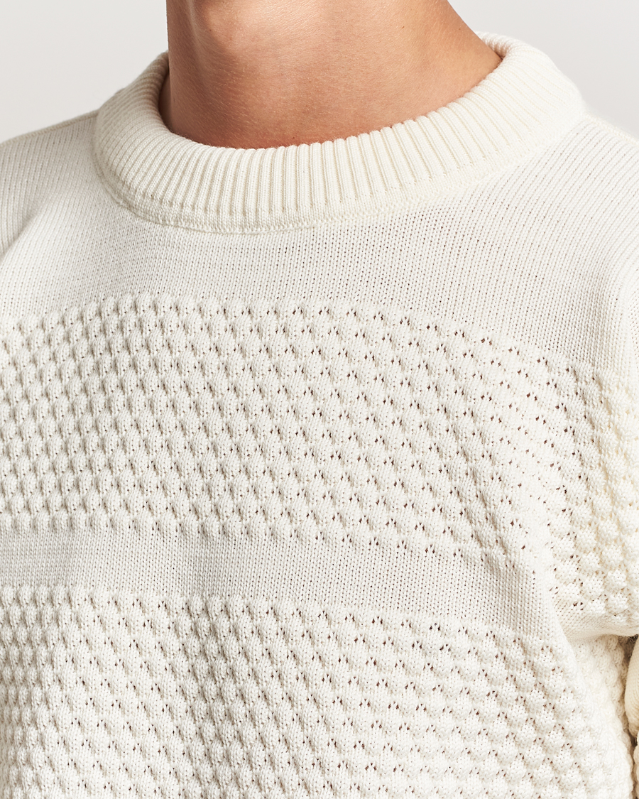 Heren | Truien | S.N.S. Herning | Fisherman Wool Crew Neck Sweater Natural White