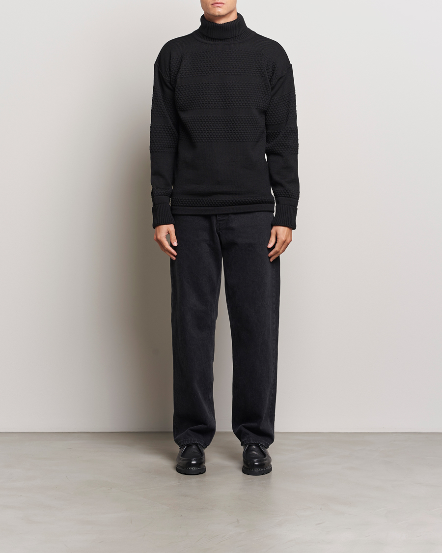 Heren | Truien | S.N.S. Herning | Fisherman Wool Rollneck Sweater Black