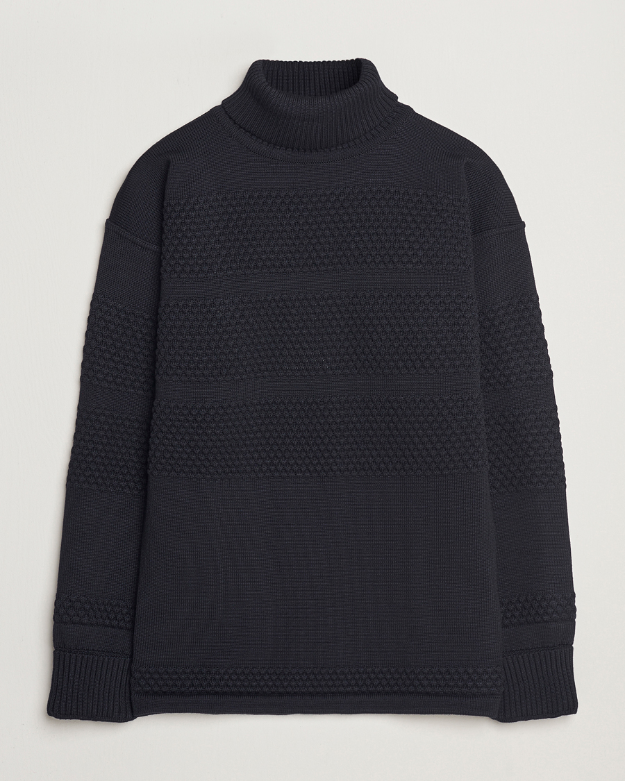 Heren | Truien | S.N.S. Herning | Fisherman Wool Rollneck Sweater Navy Blue