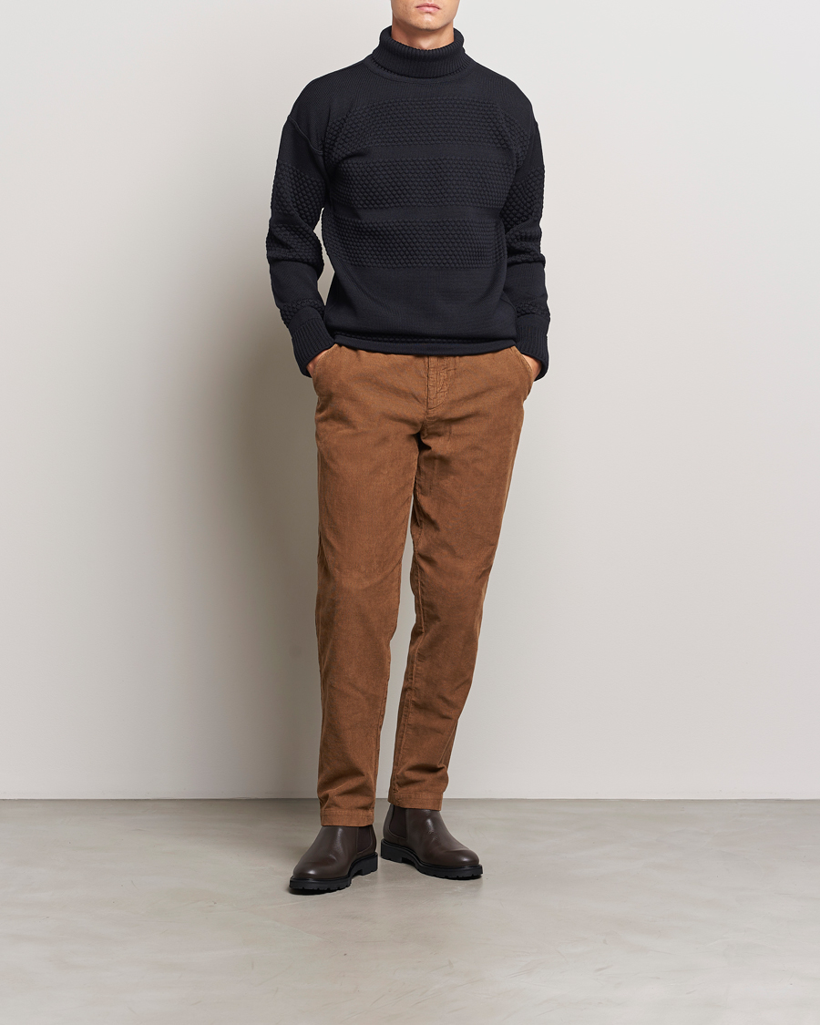 Heren | Truien | S.N.S. Herning | Fisherman Wool Rollneck Sweater Navy Blue