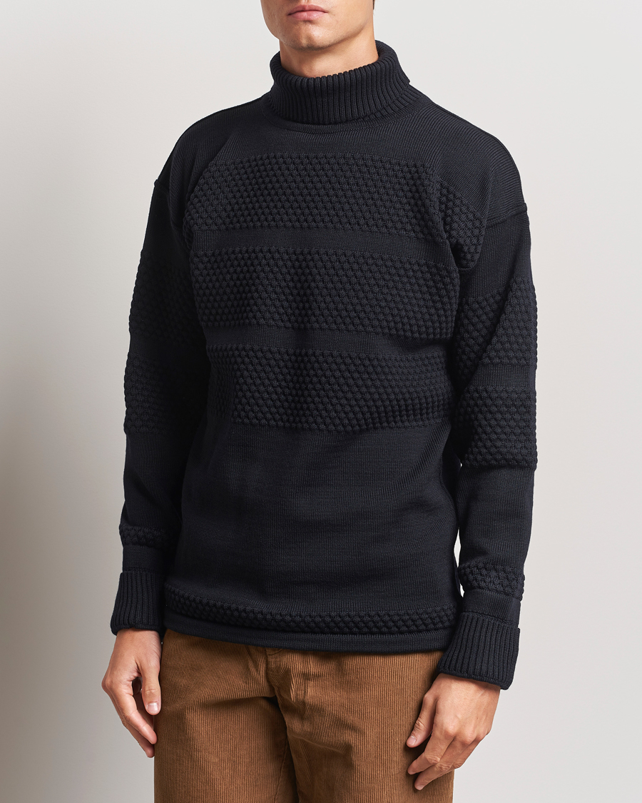Heren | Truien | S.N.S. Herning | Fisherman Wool Rollneck Sweater Navy Blue