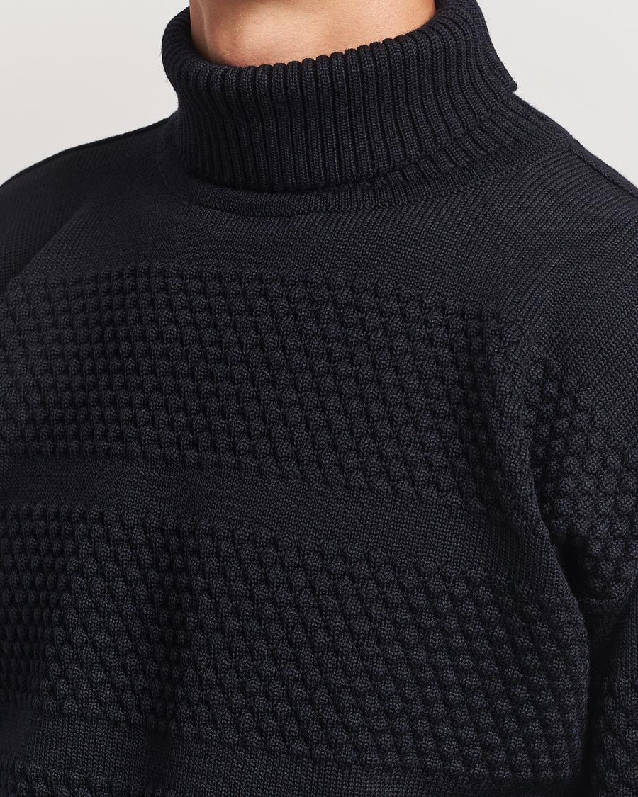 Heren | Truien | S.N.S. Herning | Fisherman Wool Rollneck Sweater Navy Blue