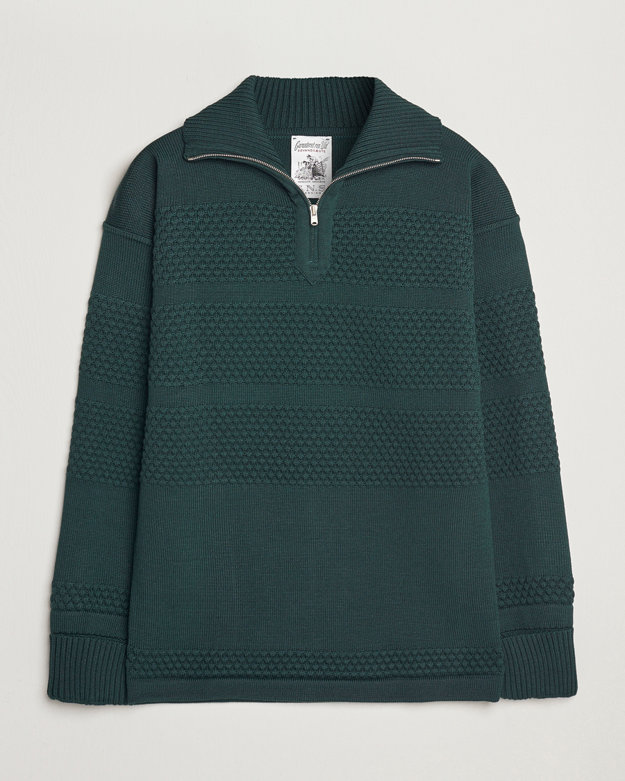 Heren | Truien | S.N.S. Herning | Fisherman Wool Half Zip Sweater Thunder Green