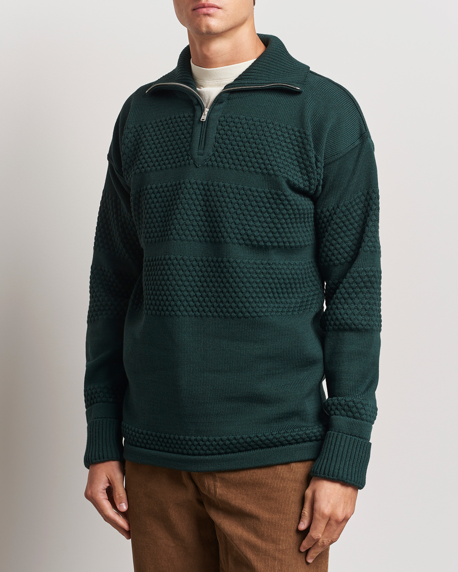 Heren | Truien | S.N.S. Herning | Fisherman Wool Half Zip Sweater Thunder Green