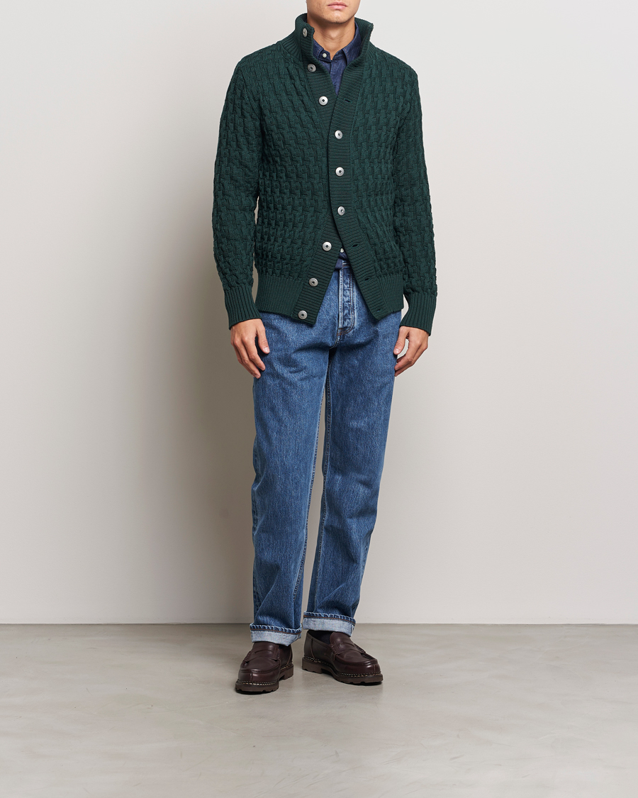 Heren | Truien | S.N.S. Herning | Stark Wool Cable Knit Cardigan Thunder Green