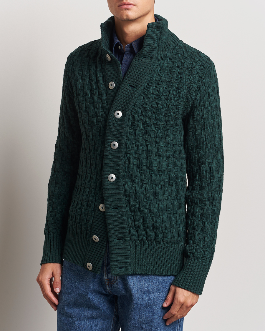 Heren | Truien | S.N.S. Herning | Stark Wool Cable Knit Cardigan Thunder Green