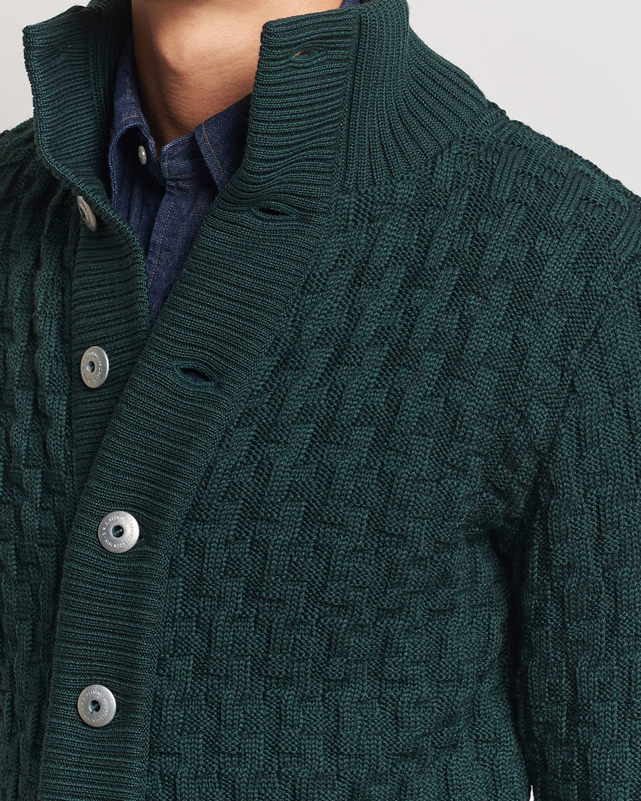 Heren | Truien | S.N.S. Herning | Stark Wool Cable Knit Cardigan Thunder Green