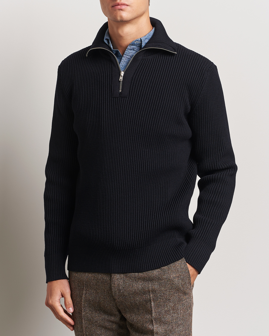 Heren | Truien | S.N.S. Herning | Fender Wool Half Zip Navy Blue
