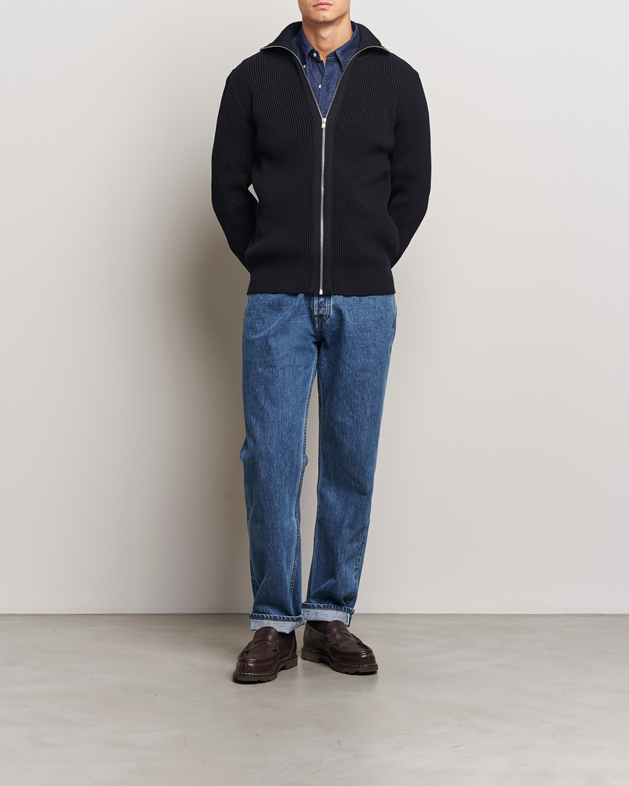 Heren | Truien | S.N.S. Herning | Fender Wool Full Zip Navy Blue