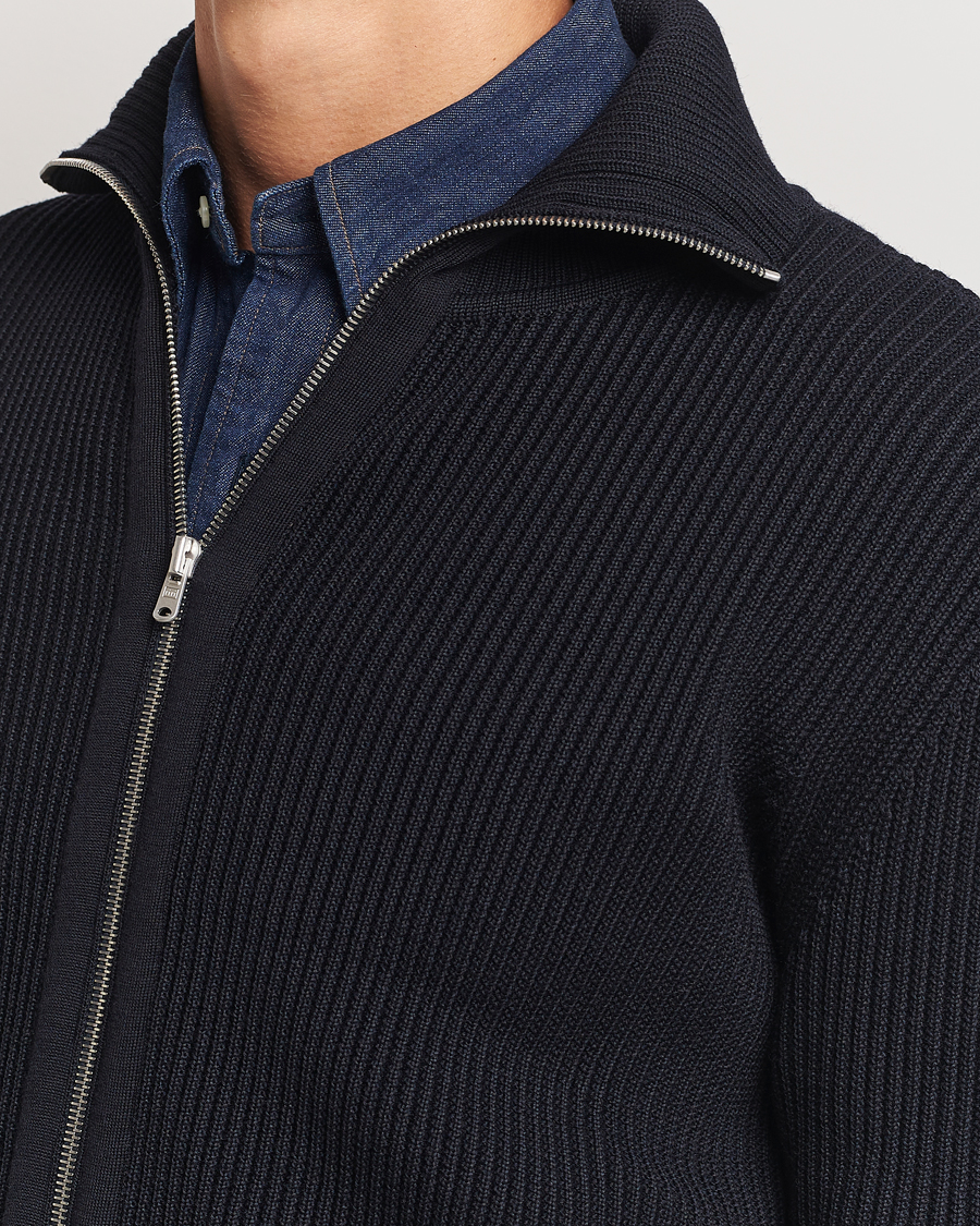 Heren | Truien | S.N.S. Herning | Fender Wool Full Zip Navy Blue
