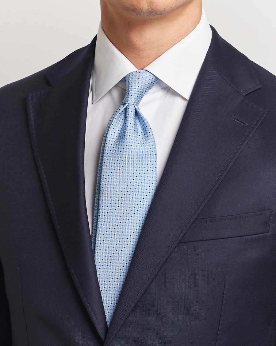 Heren | E. Marinella 3-Fold Printed Silk Tie Light Blue | E. Marinella | 3-Fold Printed Silk Tie Light Blue