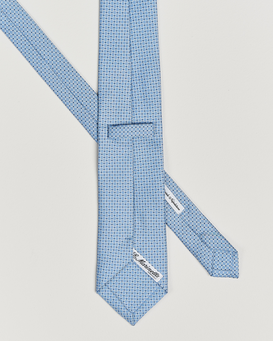 Heren | E. Marinella 3-Fold Printed Silk Tie Light Blue | E. Marinella | 3-Fold Printed Silk Tie Light Blue