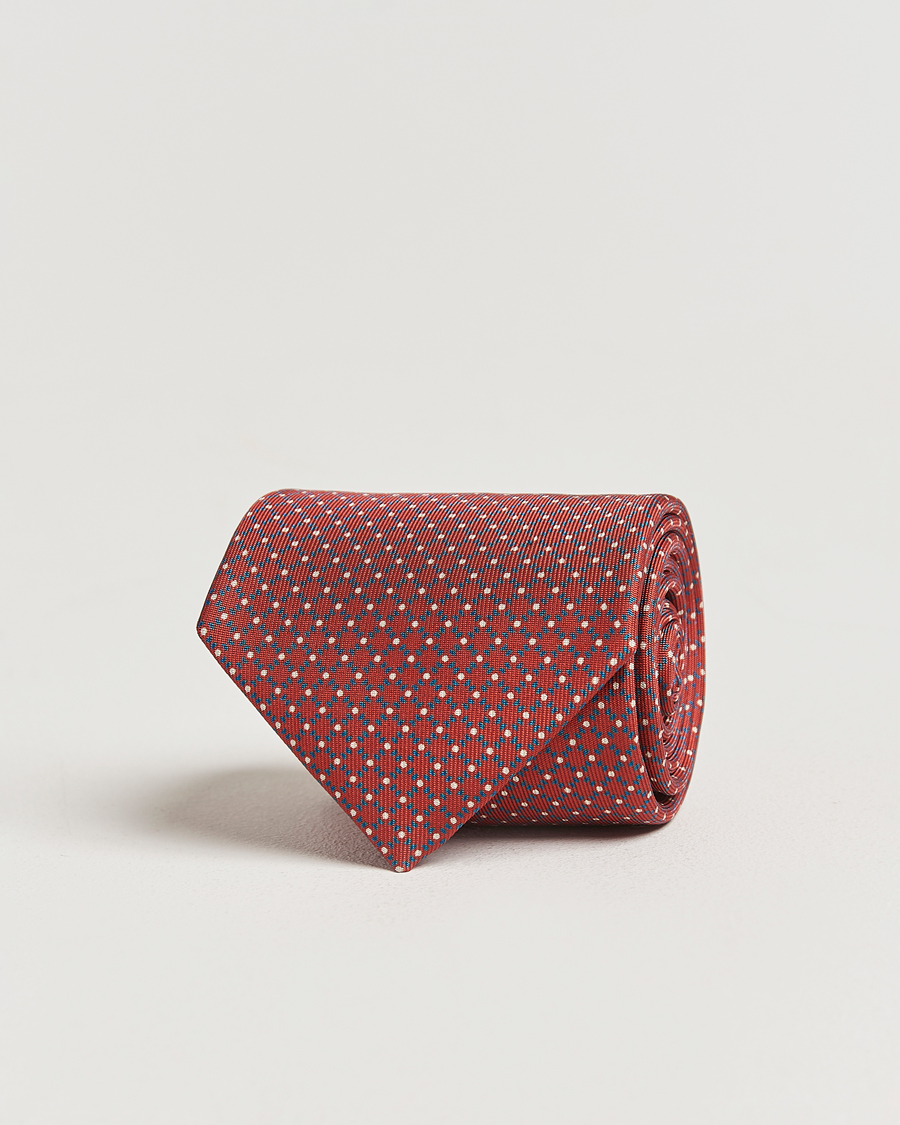 Heren | E. Marinella 3-Fold Printed Silk Tie Burgundy | E. Marinella | 3-Fold Printed Silk Tie Burgundy