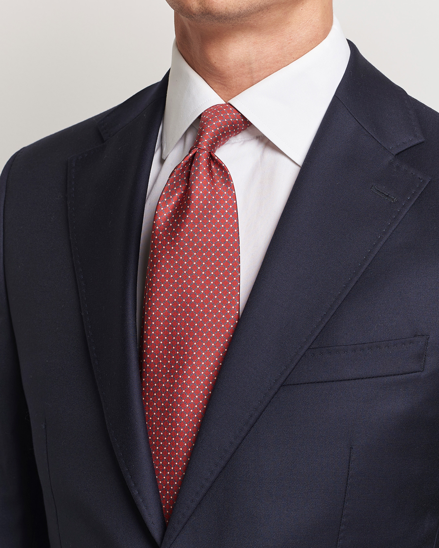 Heren | E. Marinella 3-Fold Printed Silk Tie Burgundy | E. Marinella | 3-Fold Printed Silk Tie Burgundy